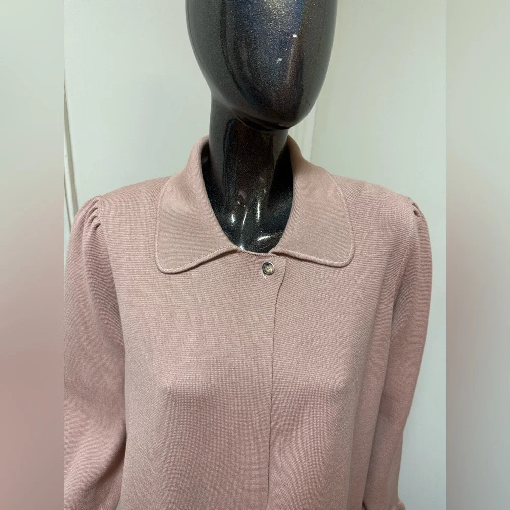NWT Kate Spade Ruffle Sweater Knit Cardigan Blazer, Light Fawn XL Preppy